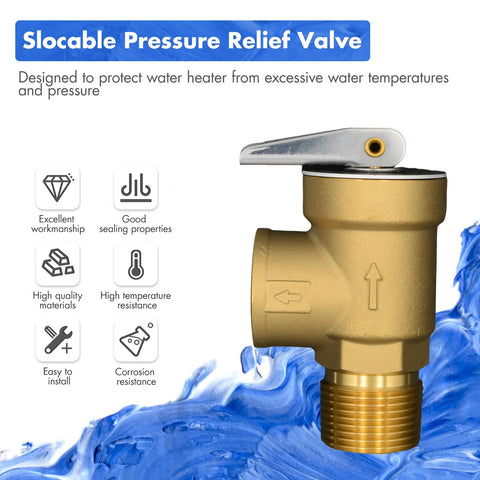 VAV pressure relief valve, 3/4 in NPT female, 150 psi, lead-free copper, water heater compatible, CSA listed