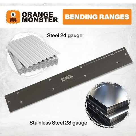 Heavy Duty 24 Inch Sheet Metal Folding Tool For HVAC Work displayed with steel and stainless steel sheets