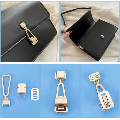 Golden Triangle Turn Lock Clasp Set for Purses and Handbags 2.1 Inch 6 Pack Twist Lock Closures Alloy Bag Hardware With Shim for Purse Making PandaHall