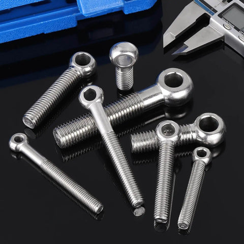 12 Pack M5 Shoulder Swing Eye Bolts 304 Stainless Steel Pro Grade Heavy Duty Full Thread Fisheye Eye Slip Hole Screws Rigging Hardware