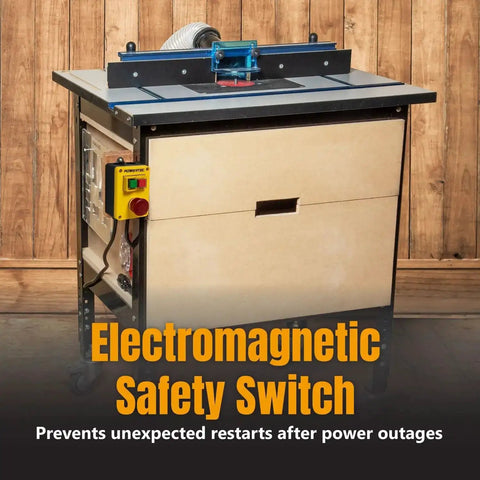 Magnetic Safety Switch with Emergency Stop on table saw for 120V tools prevents restarts after outage, upgrades power tool safety