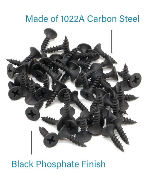 Size Six Pro Grade Drywall Screws Five Eighth Inch Flat Head Phillips Fine Thread Sharp Point For Wood And Drywall Carbon Steel 1022A Black Phosphate Finish 100 Pack
