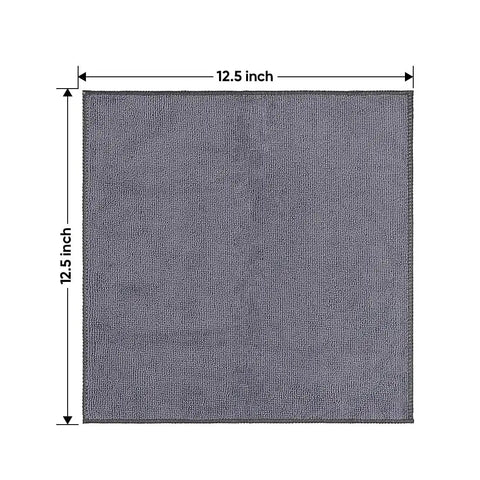 Ultra Absorbent Microfiber Towels For Cars And Home 12 Pack 12.5 Inch Square Cleaning Cloths Lint Free Streak Free For Car Kitchen Window Everyday Grey HOMEXCEL, showing 12.5 inch grey towel.