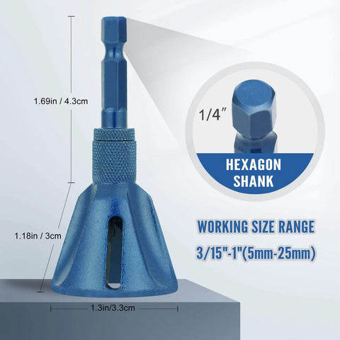 Go-To All Thread Deburring Tool With Quick Release 1/4 Inch Hex Shank For External Chamfer And Burr Removal, Fits 3/16 Inch-1 Inch