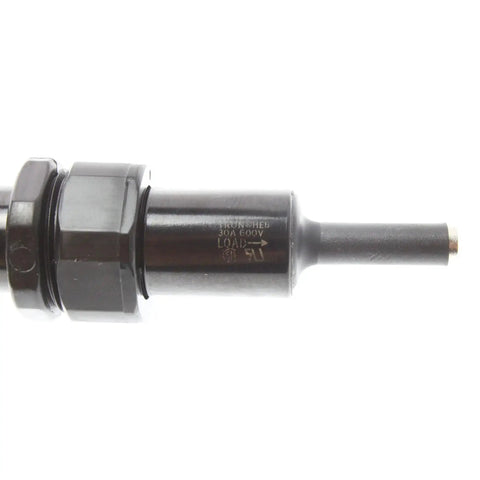 Side view of Tron Inline Breakaway Fuse Holder with Single Pole Design for Thirteen Thirty Two by One and a Half Inch Fuses Submersible Ready