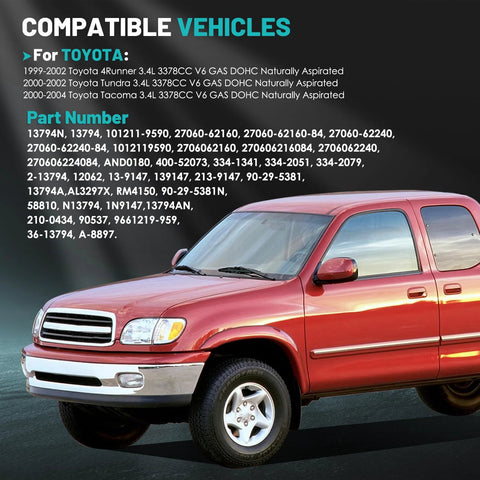 Red Toyota SUV suitable for 80 Amp 12 Volt Car Alternator Replacement For Toyota Tacoma 2000 2004 Tundra 2000 2002 And 1999 2002 3 4L V6 Clockwise Rotation Plug And Play Install Heavy Duty OE Style Electrical Upgrade For Reliable Power And Easy No Fuss Maintenance