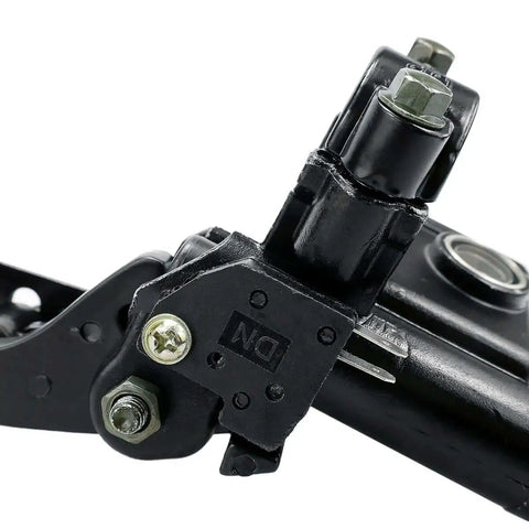 Close-up of Left Hydraulic Brake Master Cylinder Lever Pump Replacement for 50cc to 250cc ATVs, quad dirt bikes, moped, aftermarket upgrades