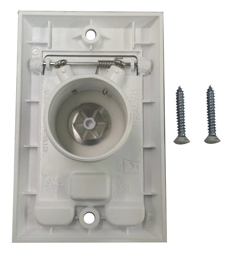 Central vacuum inlet wall plate, white, square-door, low-voltage, includes two screws