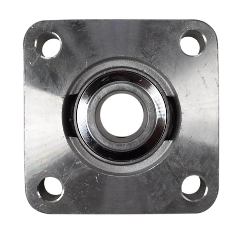 1 Inch Stainless Steel Four Bolt Flange Bearing With Grease Zerk, Wide Inner Ring, Front View, Ideal For Conveyors And Machinery