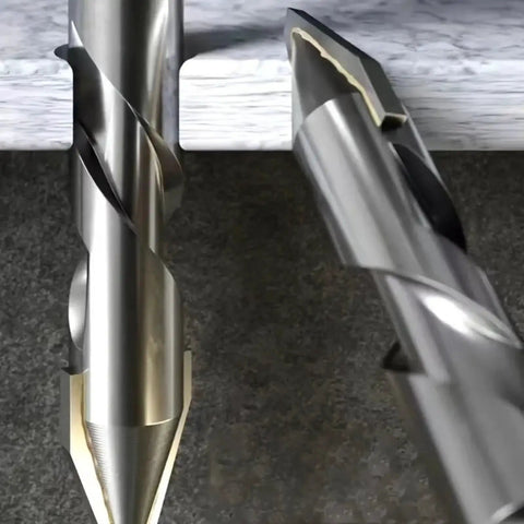 Close-up of 4 Piece Type A Dry Drill Bit Set For Drilling Holes In Tiles Concrete Glass Wood And Metal Pro Grade All Purpose Hole Cutter With Durable Carbide Tips