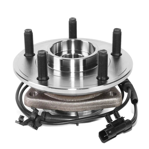 32 Spline Front Wheel Bearing Hub Assembly With ABS Sensor Plug For Jeep Wrangler JK 2007 2018, bare steel, front view