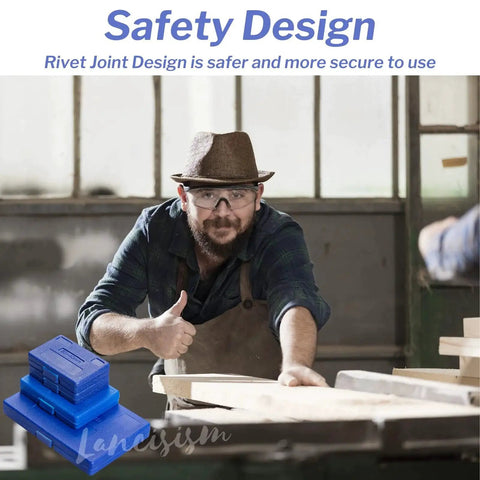 Person giving thumbs up beside Machinist Square Set 2 3 4 6 Inch High Precision Steel Angle Ruler With Wide Base For Engineers shown in boxes