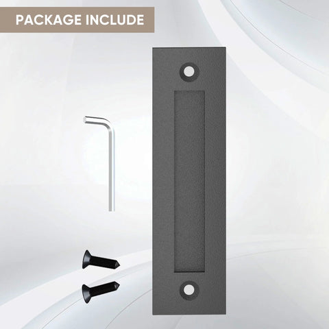 8-3/5 Inch Sliding Barn Door Handle Matte Black Finger Pull Flush Mount with screws and hex key
