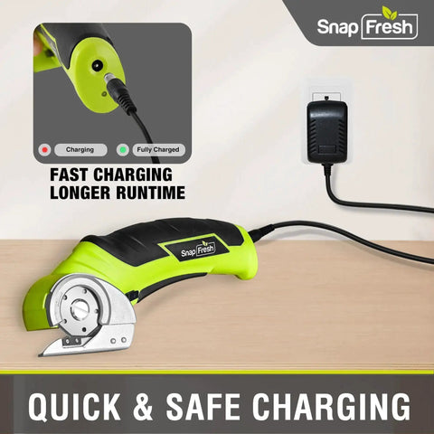 Cordless Electric Scissors 4V Mini Box Cutter With Replacement Blade And Charger for Cardboard, Carpet, Leather, Plastic, Green