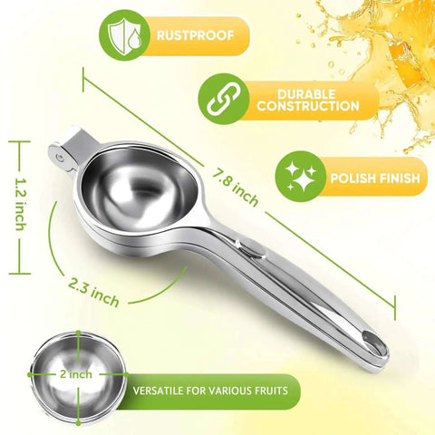 Heavy Duty Lemon Squeezer Juicer Hand Press, Stainless Steel Citrus Extractor with Ergonomic Long Lever and Polish Finish