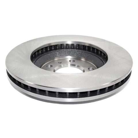 Front view of a vented brake rotor with hub-centric fit and non-directional swirl finish, designed for heat and solid stopping power.