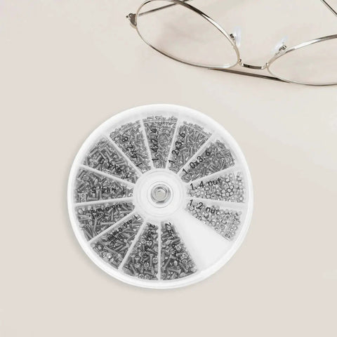 Stainless Steel Miniature Screw Nut Repair Kit For Eyeglasses And Watches With Precision Screwdriver Handy Portable On The Go Repair Set