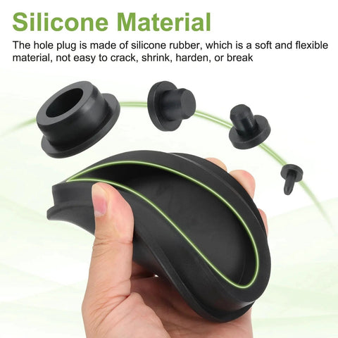 Silicone Hole Plugs Eight Pack 43.5mm High Temp T Type Rubber Stoppers in hand showing flexibility and different plug sizes