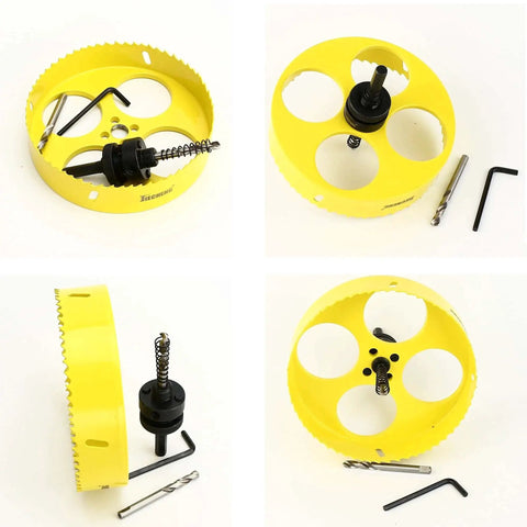 Bi Metal 6 Inch Hole Saw With Three Eighth Inch Hex Shank Arbor For Wood Plastic Drywall Plywood And Thin Metal HSS Drill Bit Kit