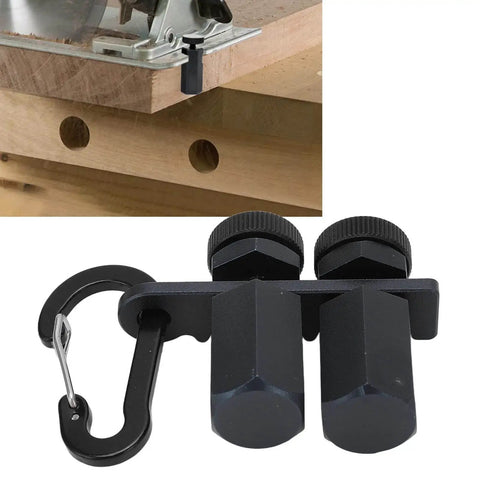 Stair Gauges For Framing Square With Holder And Hook, Workhorse Aluminum Alloy Rafter Gauges, shown with hex flat gauge