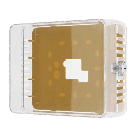 Clear Lockable Thermostat Cover Box With Key for Wall Mount HVAC Control Panel protects unit, 5.25x2.75x4.6 inch energy saving design