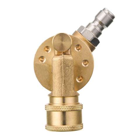 Brass pivoting pressure washer coupler with 1/4 inch quick-connect and knurled coupling nut