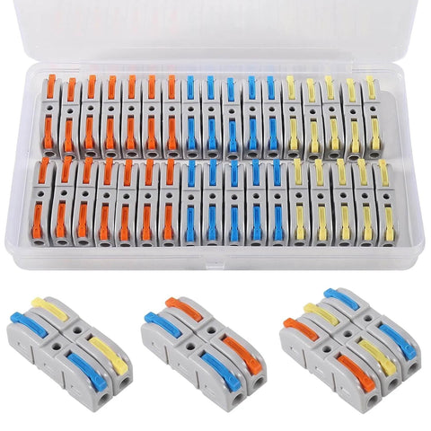34 Piece Quick Connect Wire Splice Kit With Lever Nut Connectors For Easy No Fuss Wiring Of AWG 28 To 12 1 In 1 Out
