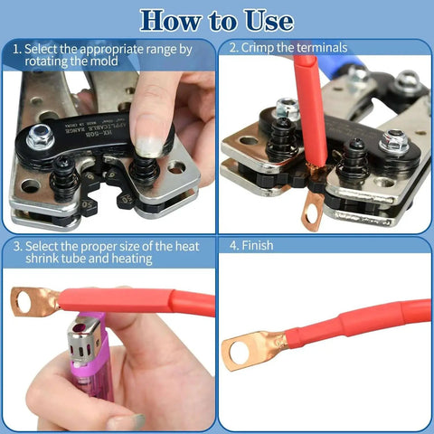 How to use All In One Cable Lug Crimping Tool Kit With 74 Copper Wire Lugs And 100 Dual Wall Adhesive Heat Shrink Tubing
