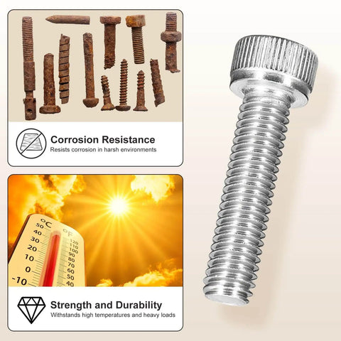 Stainless Steel Socket Head Cap Screws Kit Metallixity 1050 Pieces Pro Grade M1.4 And M1.6 With Lengths 3 4 6 8 10 Mm And 4 6 8 10 16 Mm Internal Hex Drive Allen Screws For DIY Projects, Furniture Repair, Plumbing, Woodworking corrosion resistance illustration