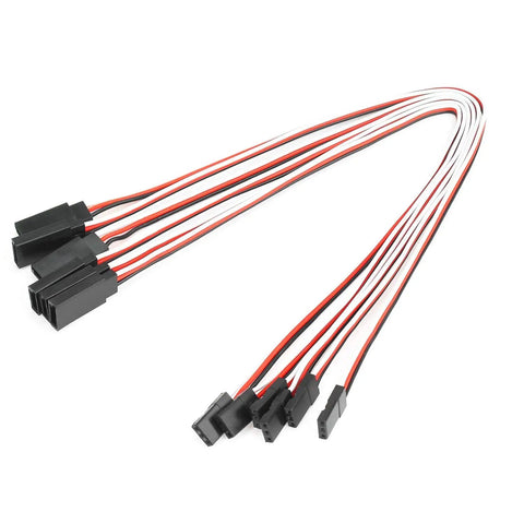 30 Piece Male To Female 3 Pin Servo Extension Cable Set With 22 AWG Copper Wires, high quality RC servo lead cables, shown in array.