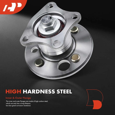 High hardness steel rear wheel bearing and hub assembly, 5-lug, for Toyota Corolla 1993 to 2002 Chevrolet Prizm 1998 to 2002