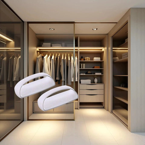 Two Pack White Adhesive Handles Self Stick Wardrobe And Cabinet Pulls No Drill Stick On Door Handles For Cabinets Drawers Sliding Doors Suitable For Glass Windows And Smooth Non Porous Surfaces Easy Tool Free Installation in modern wardrobe setting