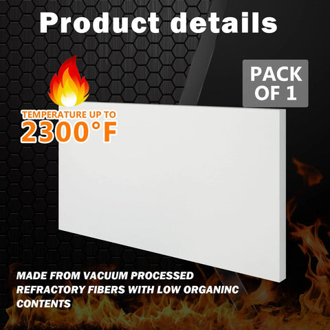 Maasechs ceramic fiber insulation board, white, 0.47 x 18 x 24 in; pack of 1.