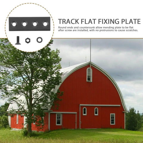Sturdy Black Sliding Barn Door Hardware Connector Set With Metal Track And Replacement Bracket next to red barn