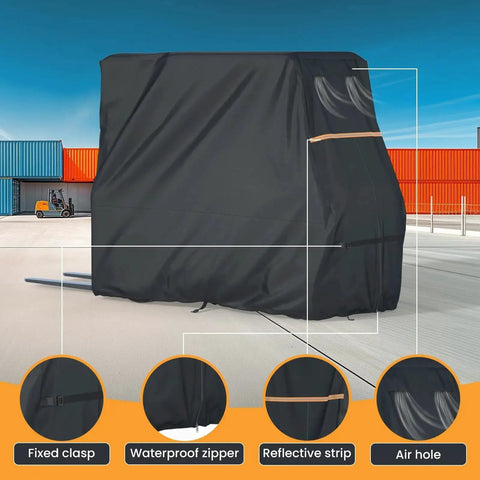 All Season Forklift Cab Cover 3000-5000 Lb Waterproof 420D UV-Proof 102x45x82 In installed on forklift outdoors