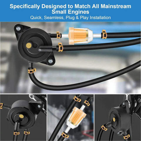 Premium Heavy Duty Fuel Pump For Lawn Mower Golf Carts And Utility Vehicles With Filter And Oil Hose installed view