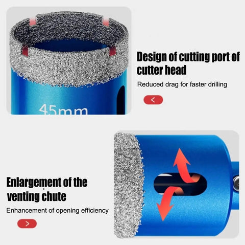 Pro Grade 10 Piece Diamond Hole Saw Set For Ceramic, Tile, Glass, Granite, Marble And Plaster - Brazed Dry Core Drill Bits