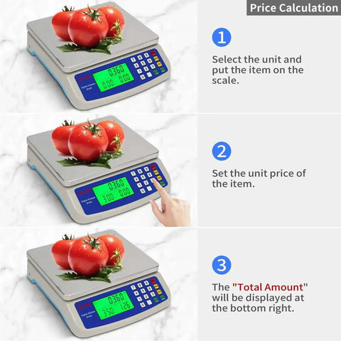 Pro Grade Digital Kitchen Scale 30Kg Commercial Food Scale 66Lb For Baking Bread And Meat, Stainless Steel, Price Computing LCD Display