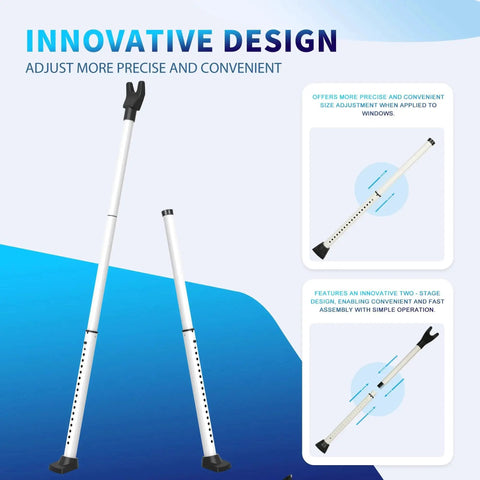 Upgraded 2 In 1 Door And Sliding Window Security Bar Adjustable Heavy Duty Jammer For Apartment Home And Hotel Rooms Travel Ready Fits 18 To 44 Inches Lightweight 2.2 Pound Design Includes 2 Pack White in two positions.