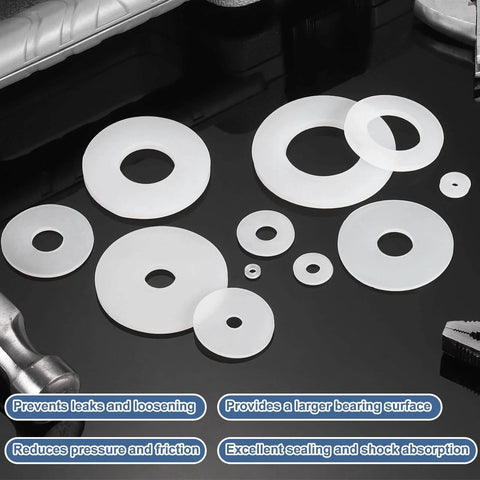 Silicone Flat Washer M4 Size Pack of 20 With 4mm Inner Diameter 15mm Outer Diameter 1.5mm Thick Heat Resistant Wear Resistant Corrosion Resistant O Ring Sealing Gaskets For Faucets Pipes Water Hoses Showers Doors Handles White