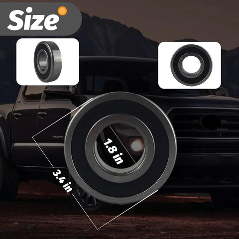 Rear Wheel Axle Shaft Bearing Fits Toyota SUVs and Pickups, dimensions shown, used in rear hub assemblies.