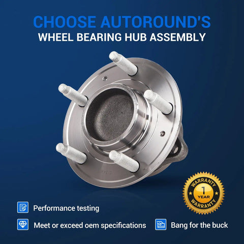 Rear Wheel Bearing And Hub Assembly For 2018 To 2021 Chevy Equinox And GMC Terrain FWD 5 Lug With ABS Front View