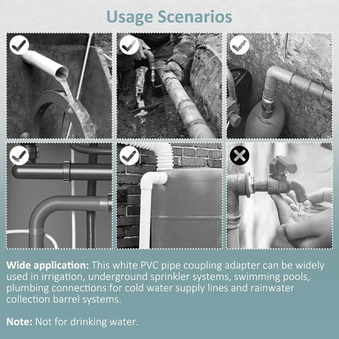 5 Pack Central Vacuum Stop Coupling Fittings 2 Inch PVC in various installation scenarios for rough-in installs.