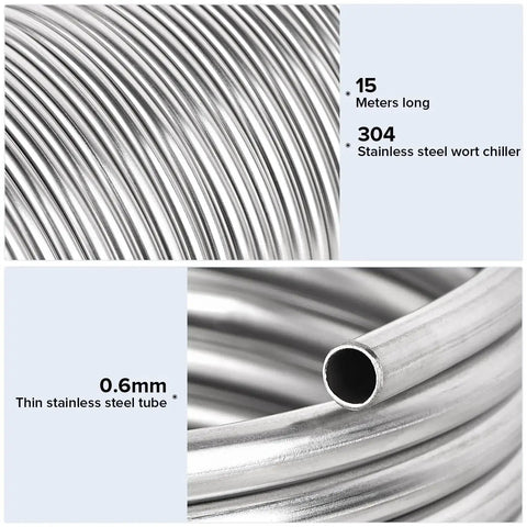 Close-up of 3/8 Inch By 50 Foot 304 Stainless Steel Immersion Tubing Coil, highlighting welded stainless steel tube design