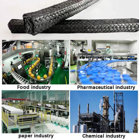 Graphitized Expanded PTFE Graphite Braided Compression Packing One Eighth Inch By One Eighth Inch Ten Feet Long used in industries