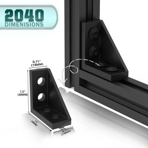 2040 Aluminum Extrusion Connector Kit 20x20mm frame black corner bracket dimensions