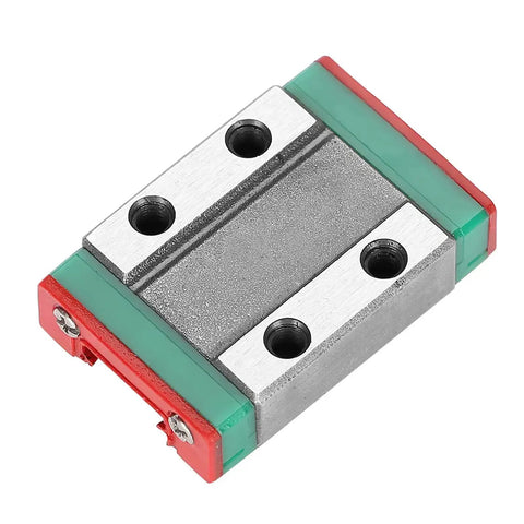 Miniature Linear Guide Rail 9mm Wide With Slide Block, steel precision motion rail, top view showing built-in lubrication system.