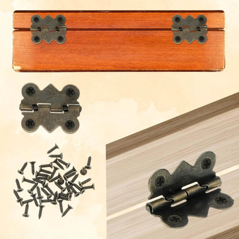 12Pcs Antique Bronze Butterfly Hinges 0.79 x 0.67 Inch with 48 Screws for jewelry boxes, wooden boxes, DIY crafts, tool boxes