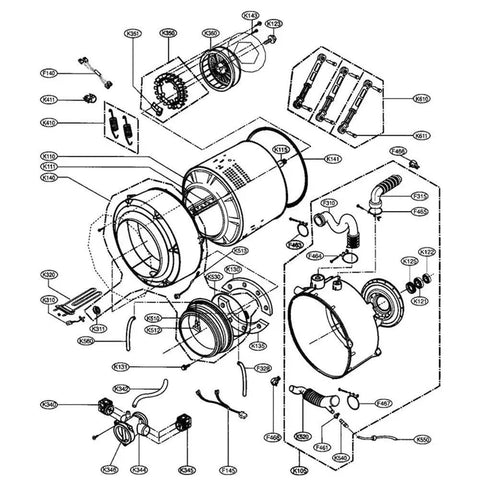 Exploded diagram showing components for One Way Bearing 6005 ND14 2RZ For Washing Machines 25x47x18mm Or 25x47x25mm ABEC 1.