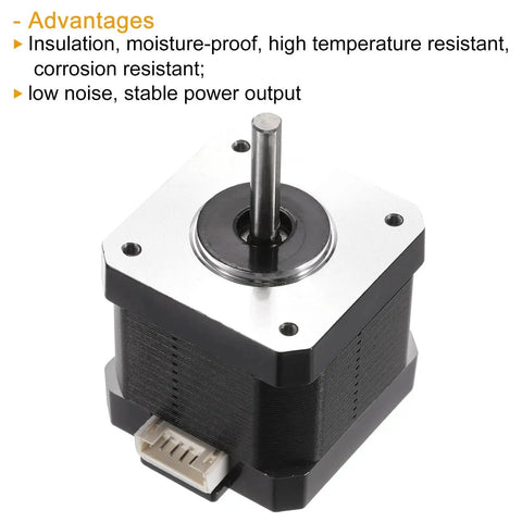 NEMA 17 Stepper Motors 5 Pack For 3D Printer And CNC Machines By Meccanixity, showing motor with shaft and XH2.54 connector